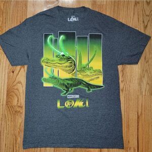 Marvel Loki Graphic Green Alligator Cotton Blend Tshirt Superhero Size Medium